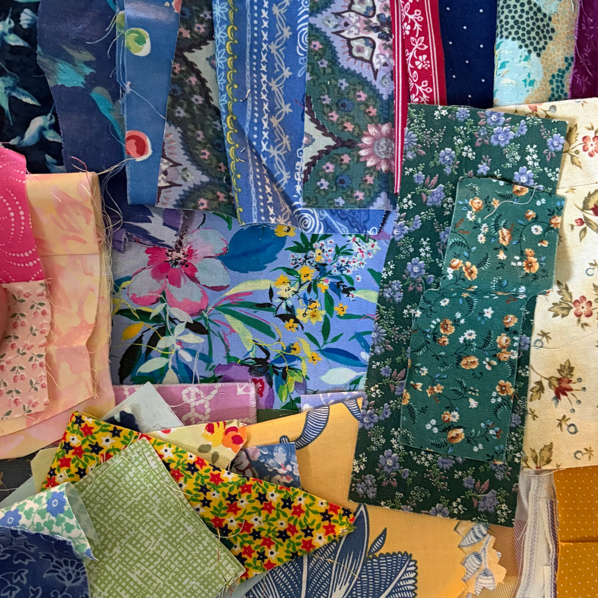 Curated Blue Floral Bundle - Fabric, Junk Journal, Mending