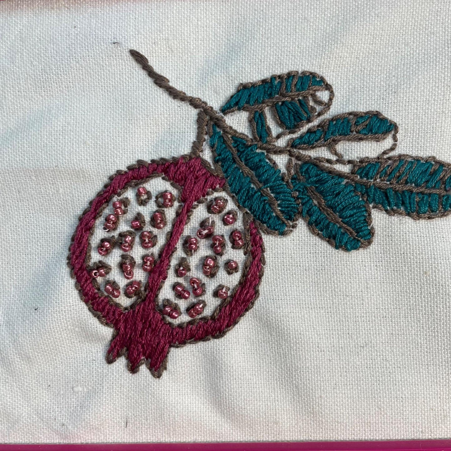 Hand Embroidered & Beaded Pomegranate with Frame