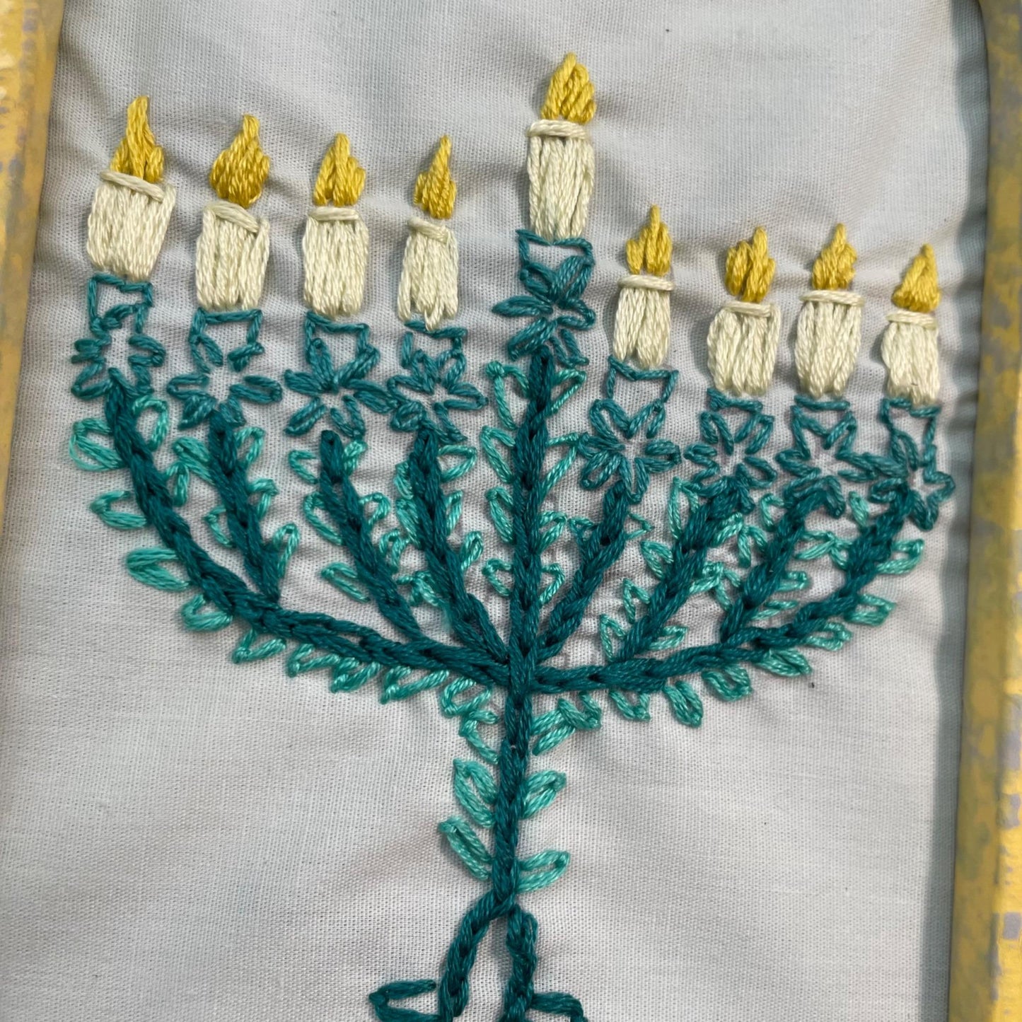 Menorah Wall Art - Handmade Embroidered