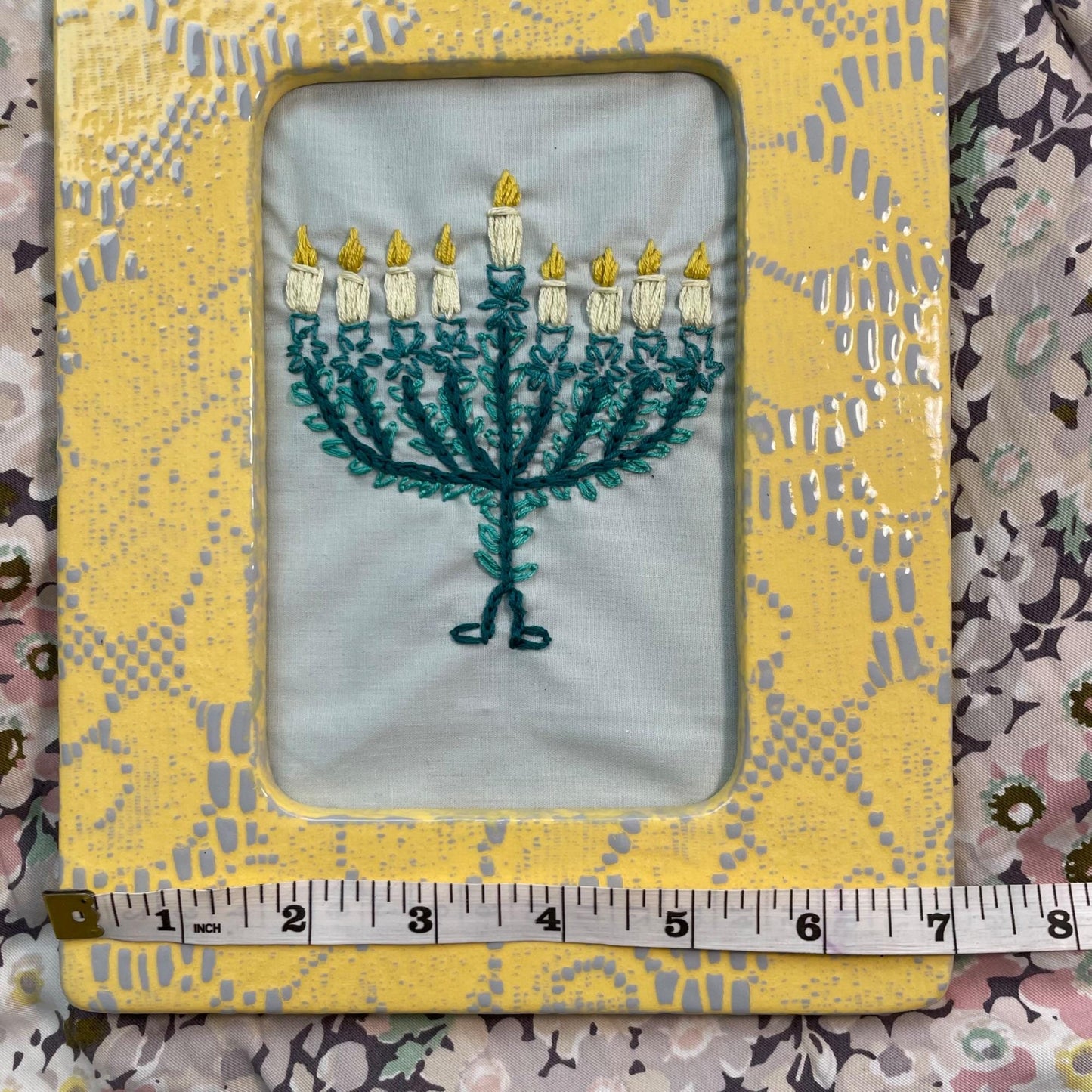 Menorah Wall Art - Handmade Embroidered