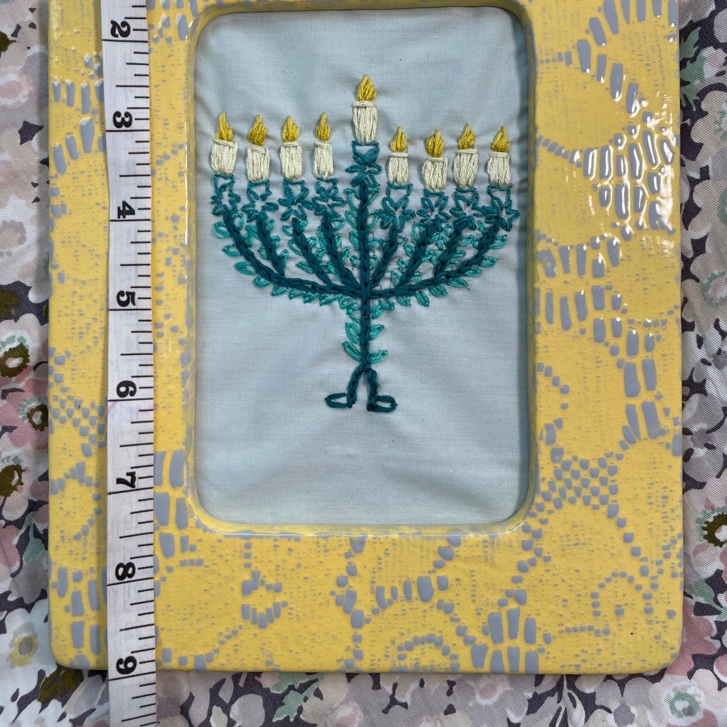 Menorah Wall Art - Handmade Embroidered