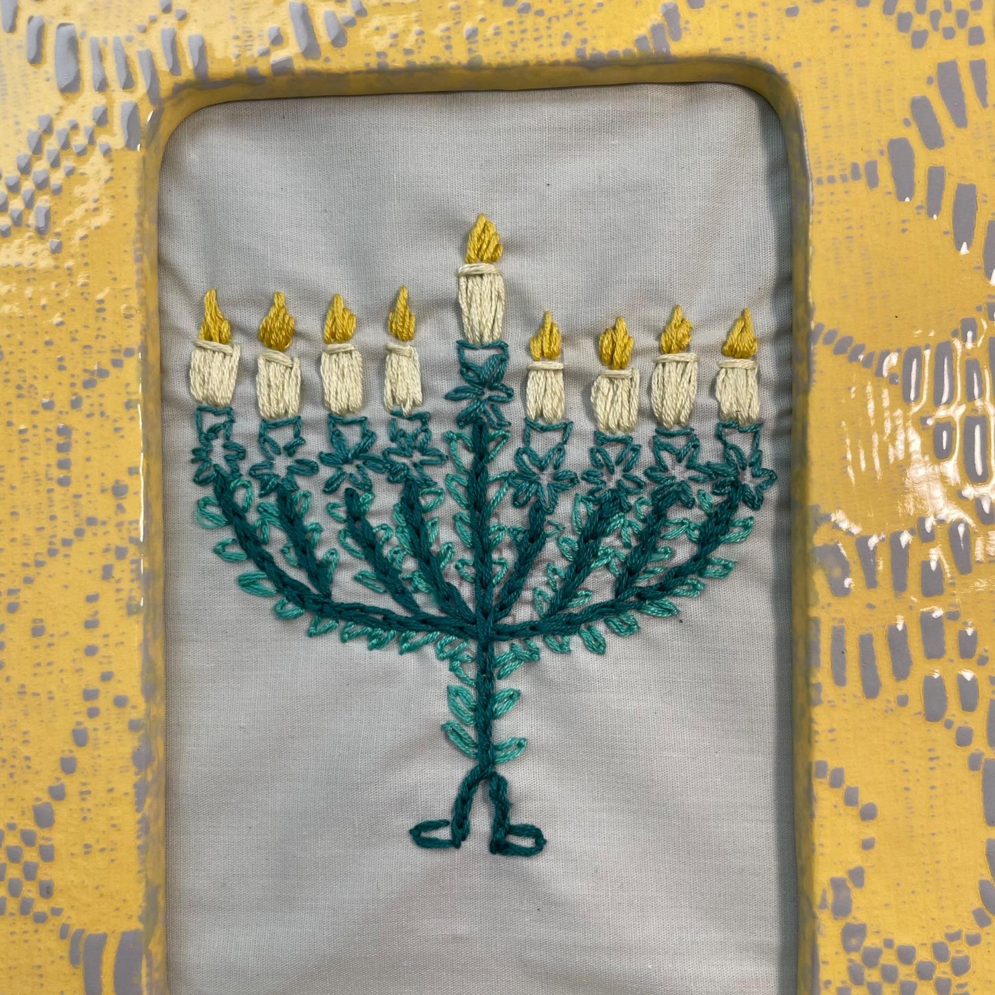 Menorah Wall Art - Handmade Embroidered