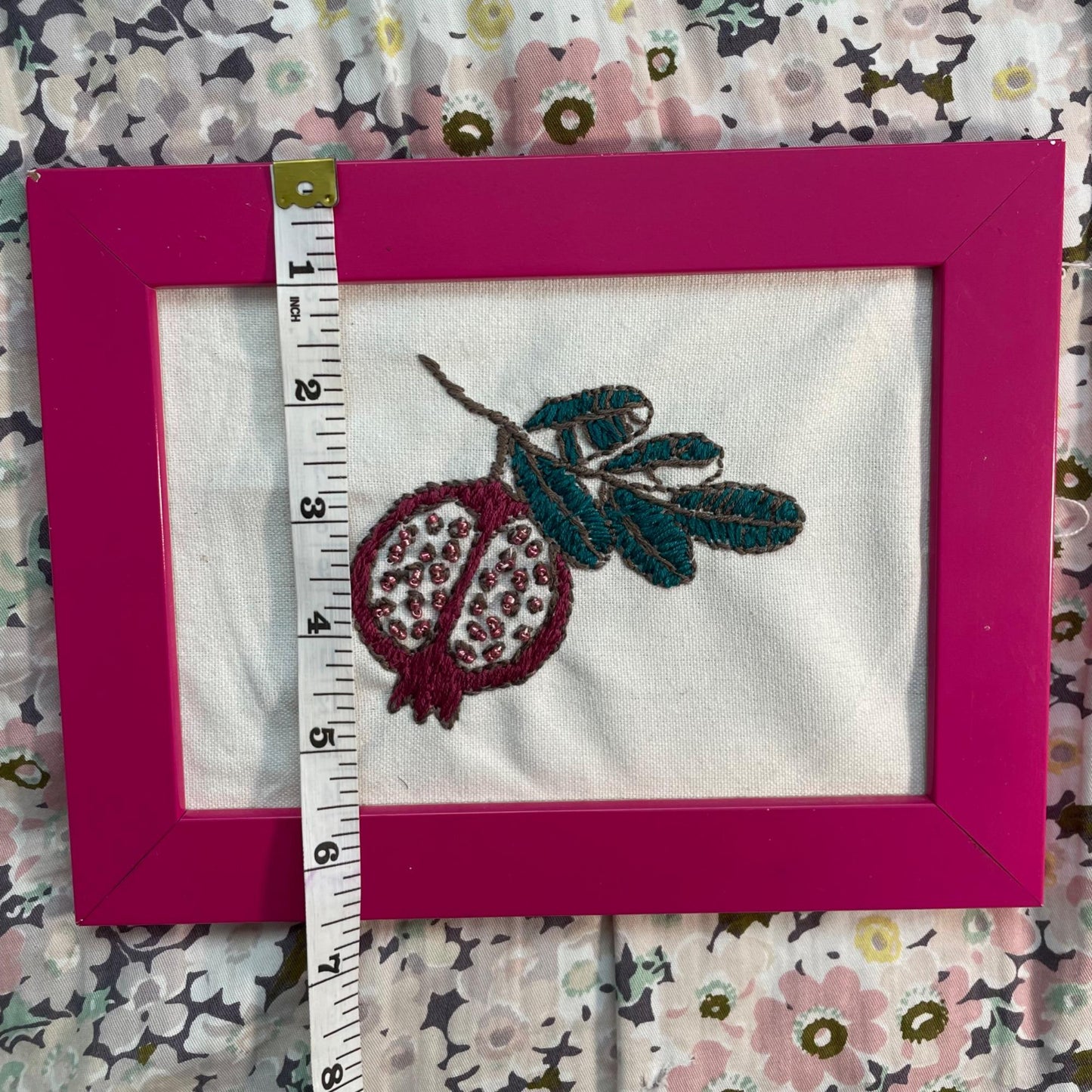 Hand Embroidered & Beaded Pomegranate with Frame