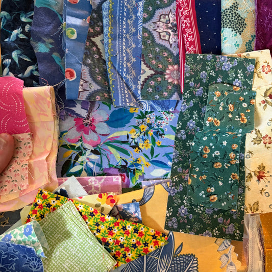 Curated Blue Floral Bundle - Fabric, Junk Journal, Mending