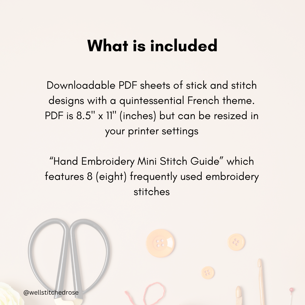French Embroidery Pattern Bundle PDF | 30+ Vintage Paris & Cottage Style Designs | Printable Hand Embroidery Patterns