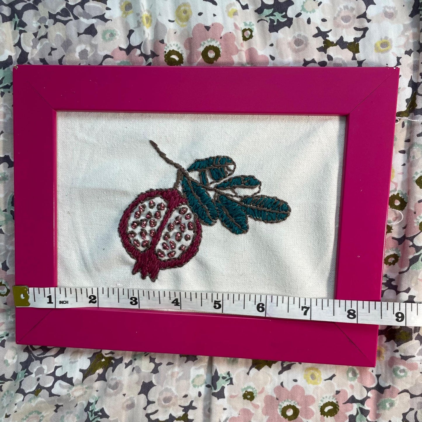 Hand Embroidered & Beaded Pomegranate with Frame