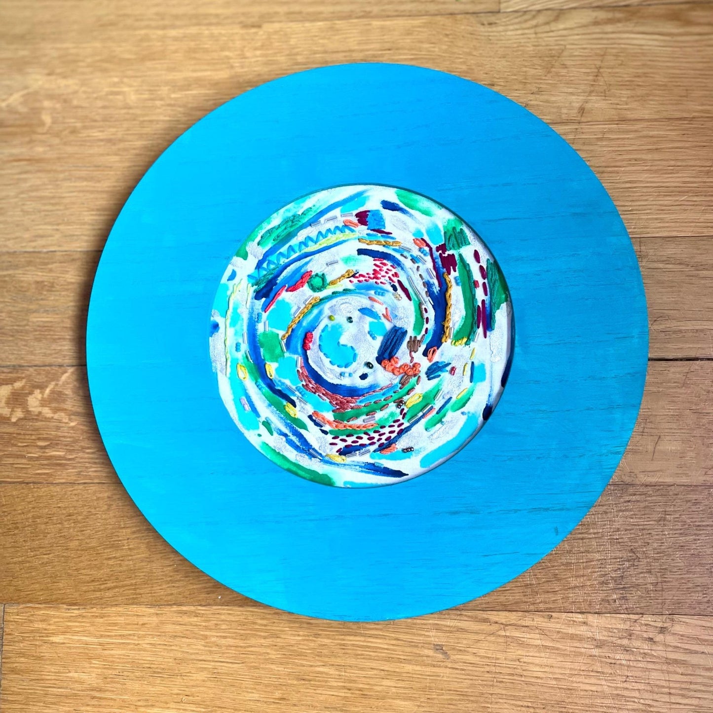 Color Swirl - Mixed Media Embroidered Painted Artwork